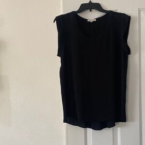 Pleione Elegant Black Cap Sleeve Blouse